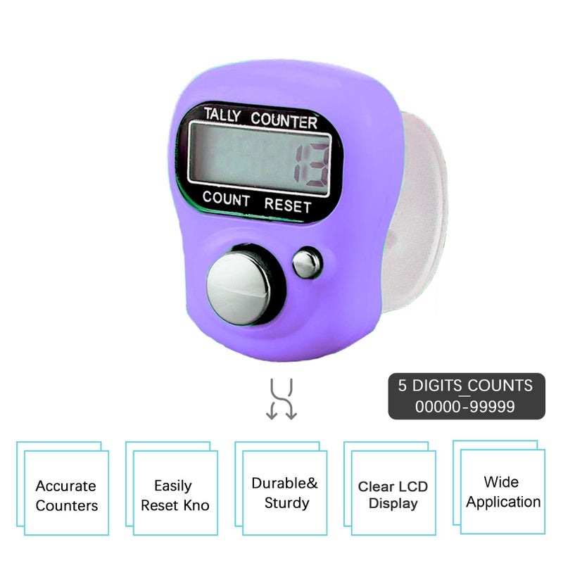 TESEAS Electronic Finger Counter, Mini LCD Digital Display Hand Tally Counter 5-Digit Number Count Clicker, Resettable Counters Clickers for Knitting, Crochet, Coaching, Lap, Golf, Toddler & Fidget 5 Colors - Image 2