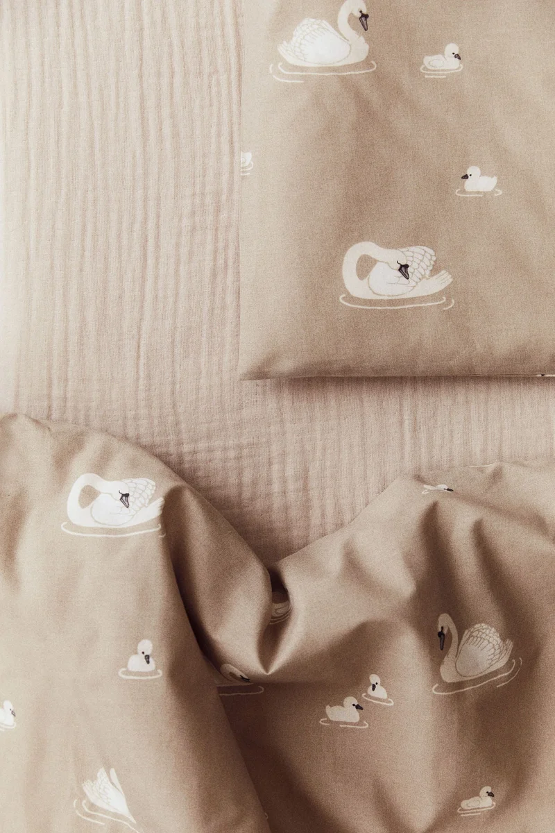 H&M Patterned cotton cot duvet cover set