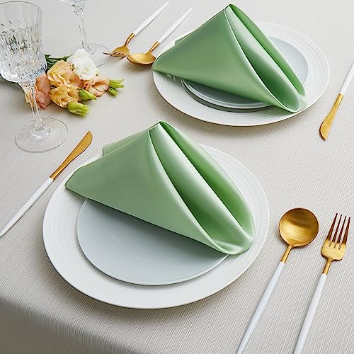 Counfeisly 100 Pack Square Satin Dinner Napkins, 20x20 Inches Silky Soft Smooth Table Cloth Napkins for Restaurant Weddings Banquet Party Decoration, Sage Green - Image 2
