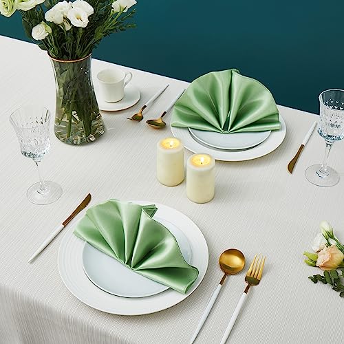 Counfeisly 100 Pack Square Satin Dinner Napkins, 20x20 Inches Silky Soft Smooth Table Cloth Napkins for Restaurant Weddings Banquet Party Decoration, Sage Green - Image 5