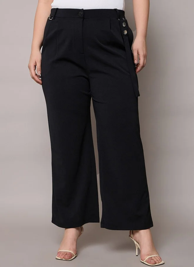 ساسافراس Relaxed Straight Leg Trousers for Women in Black