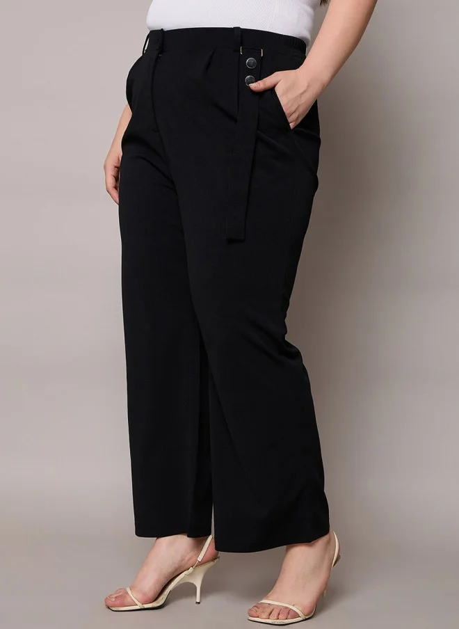 ساسافراس Relaxed Straight Leg Trousers for Women in Black