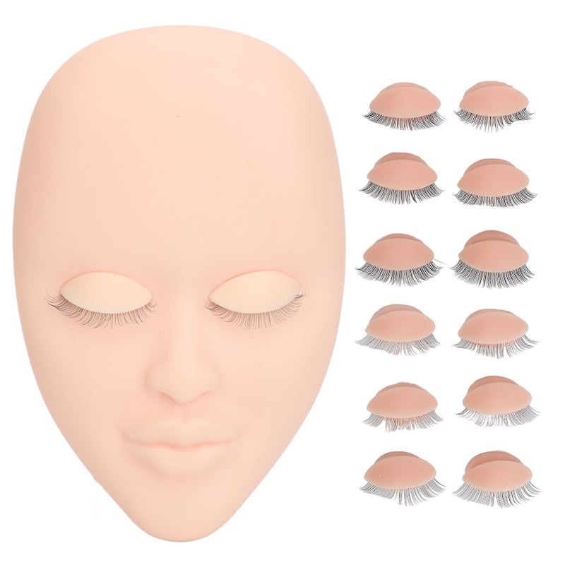 Eyelash Extension Mannequin Head with 6 Pair Replacement Eyelids Soft Touch Lash Mannequin Face Pink - Image 1