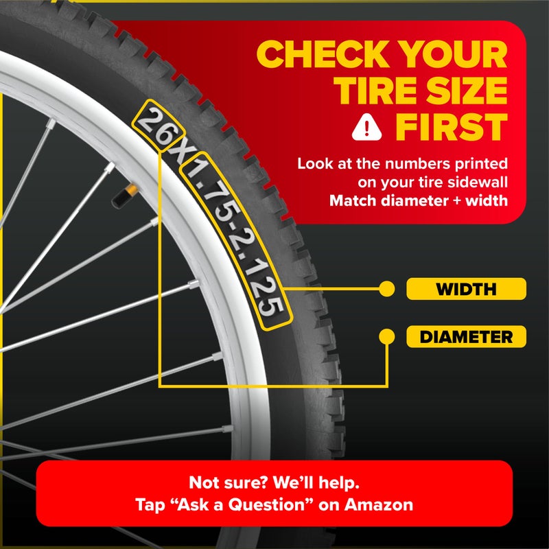 Ultraverse 26" Bike Inner Tubes 26 x 1.75, 1.95, 2.10, 2.125 â€“ Butyl Rubber Bicycle Tubes with Schrader Valve â€“ Compatible with Mountain, Cruiser, City & Kids Bikes â€“ Set of 2 - Image 2