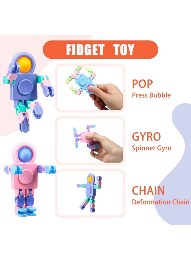 Hanaive 8 Pcs Robot Fidget Spinners Transformable Fingertip Gyro Chain Toy Fidget Sensory Toys Deformable Diy Stress Relief Fidget Toy Adults Pinata Goodie Bag Birthday Graduation Gift (Random Color) - Image 3