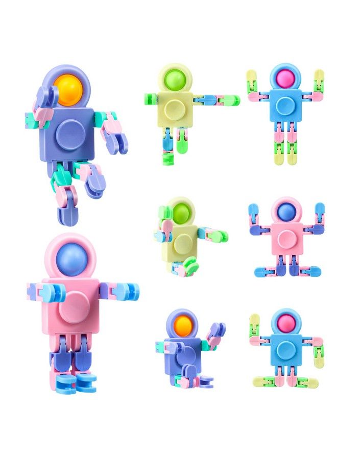 Hanaive 8 Pcs Robot Fidget Spinners Transformable Fingertip Gyro Chain Toy Fidget Sensory Toys Deformable Diy Stress Relief Fidget Toy Adults Pinata Goodie Bag Birthday Graduation Gift (Random Color) - Image 1
