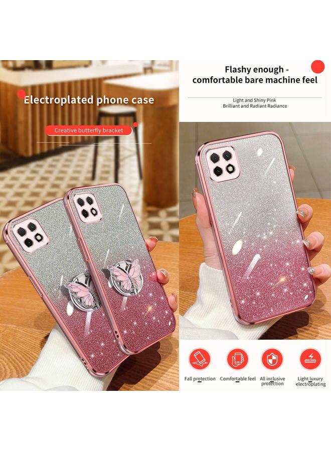 زبون جراب لهاتف Huawei Enjoy 20، جراب هاتف TPU بحامل على شكل فراشة لامع متدرج اللون - Image 3