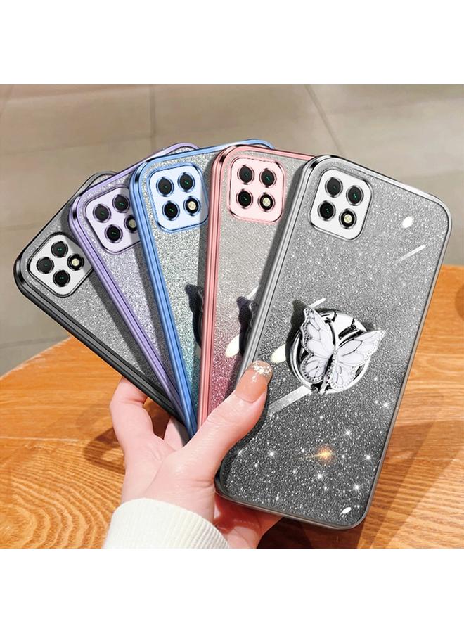 زبون جراب لهاتف Huawei Enjoy 20، جراب هاتف TPU بحامل على شكل فراشة لامع متدرج اللون - Image 2