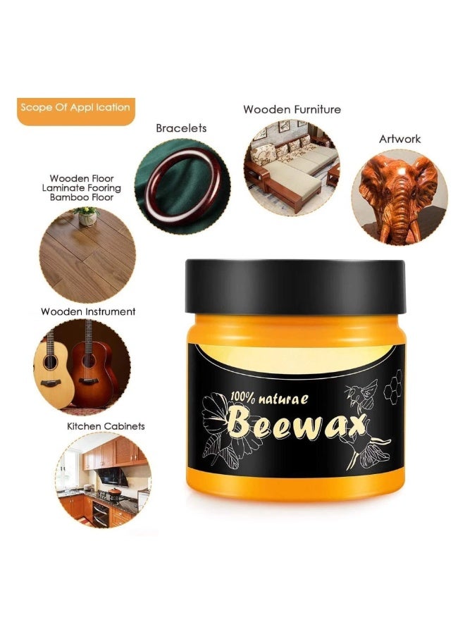 Natural Beeswax Wood Seasoning Polish, 2 x 120g Jars for Furniture and Floor Care - Image 3