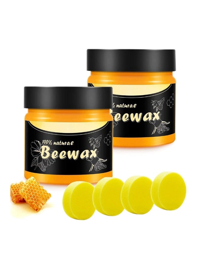 Natural Beeswax Wood Seasoning Polish, 2 x 120g Jars for Furniture and Floor Care - Image 1