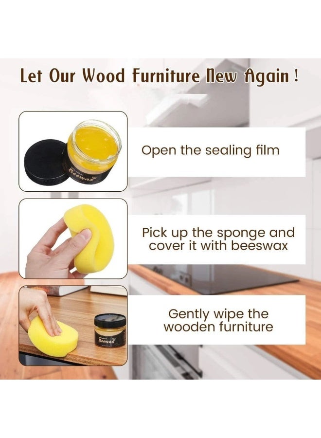 Natural Beeswax Wood Seasoning Polish, 2 x 120g Jars for Furniture and Floor Care - Image 4