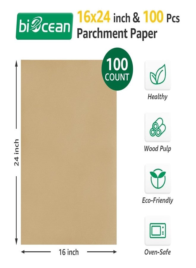 BIOCEAN 100Pcs 16x24In Unbleached Parchment Paper Sheets - Heavy Duty Precut Baking Paper, Non-Stick & Non-Toxic for Air Fryer, Oven, Steaming - Bake Cookies, Cake, Bread - Image 2