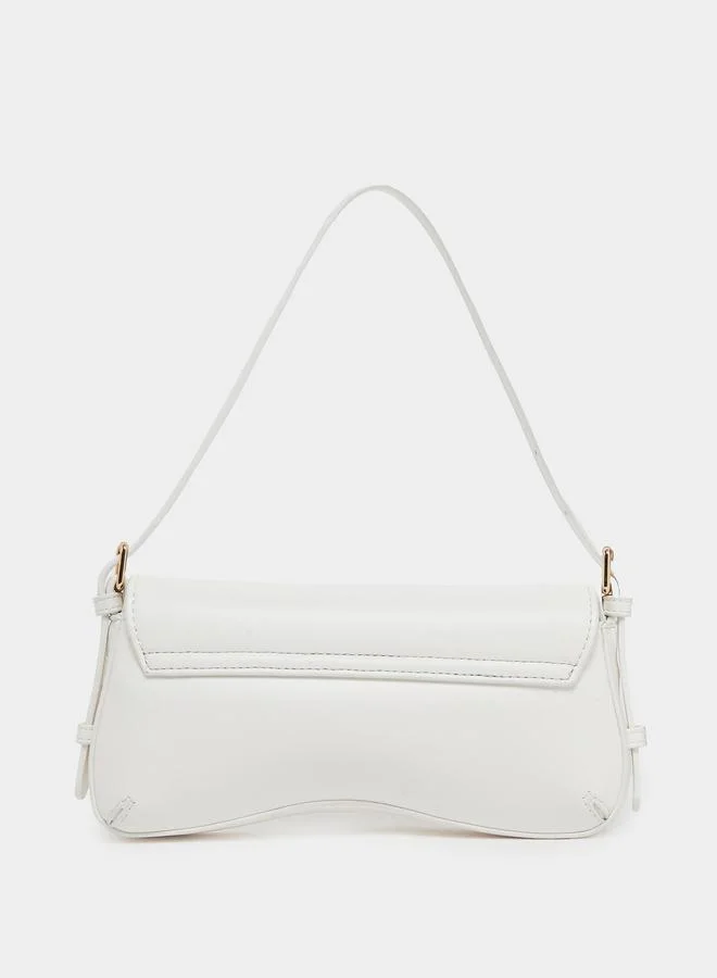 Styli White Baguette Shoulder Bag