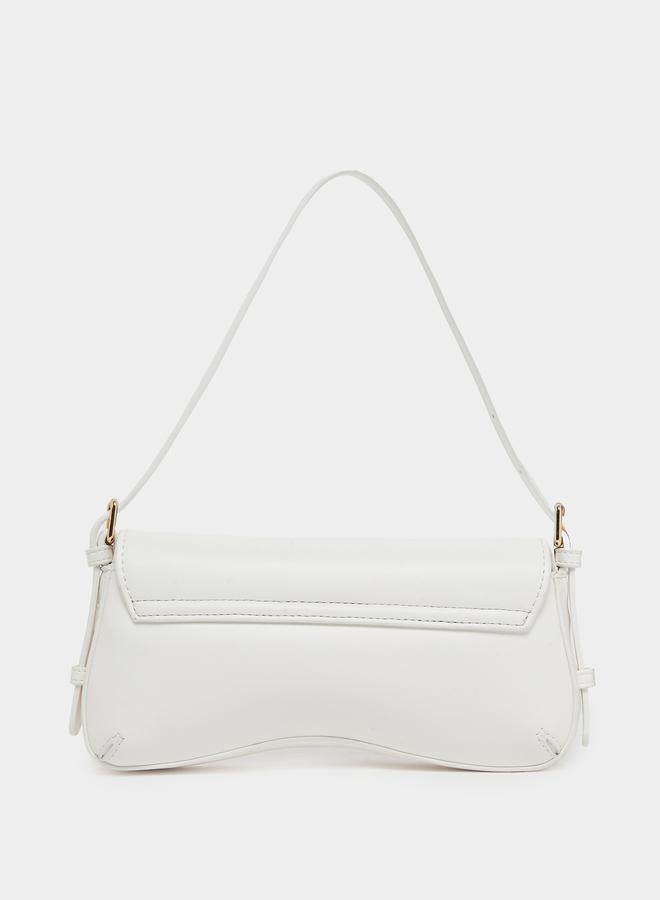 Styli White Baguette Shoulder Bag - Image 2