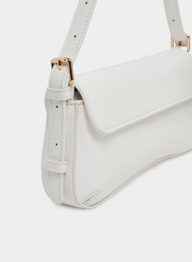 Styli White Baguette Shoulder Bag - Image 3