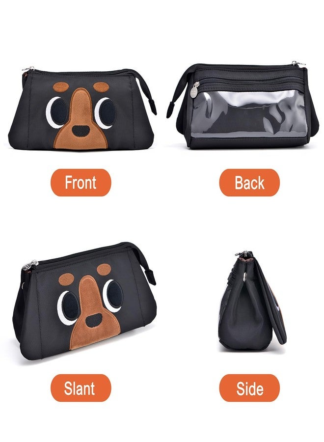 Lanxivi Hongdian Large Capacity Pencil Case Black Color, 3D Dog Pen Bags Stationery Pencil Pouch Organizer and Cosmetic Bag for Office College School - Image 4