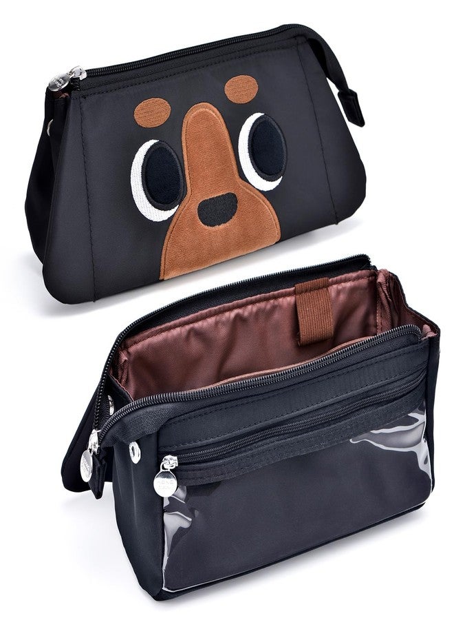 Lanxivi Hongdian Large Capacity Pencil Case Black Color, 3D Dog Pen Bags Stationery Pencil Pouch Organizer and Cosmetic Bag for Office College School - Image 1