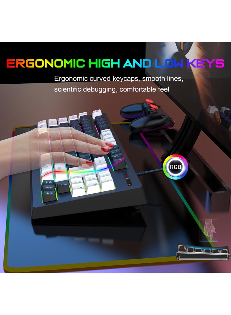 روك بو السلكية الألعاب لوحة المفاتيح الماوس كومبو,RGB الألعاب الفئران إيرغونومية فوق الخفيفة 8000DPI المستشعر البصري,87 مفاتيح لوحة المفاتيح الألعاب RGB الخلفية الإضاءة,الميكانيكية شعور مكافحة الشبح لوحة المفاتيح الفئران لجهاز الكمبيوتر الشخصي لاعب أبيض أسود - Image 5