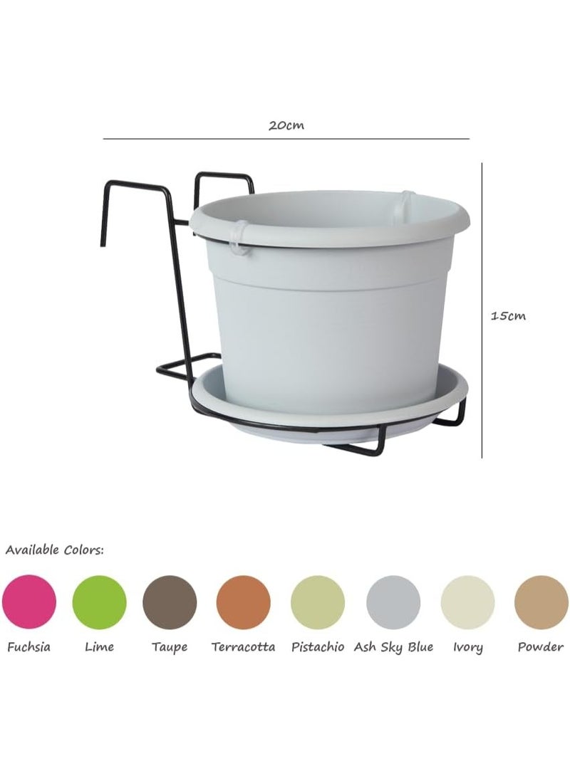 Idel Hanging Flower Pot 20cm  Hang Etrusco – 3.2L Plastic Planter with Hook for Balcony, Garden, Indoor & Outdoor Plants – Durable Decorative Hanging Basket - Made in Italy - by Idel - Image 3