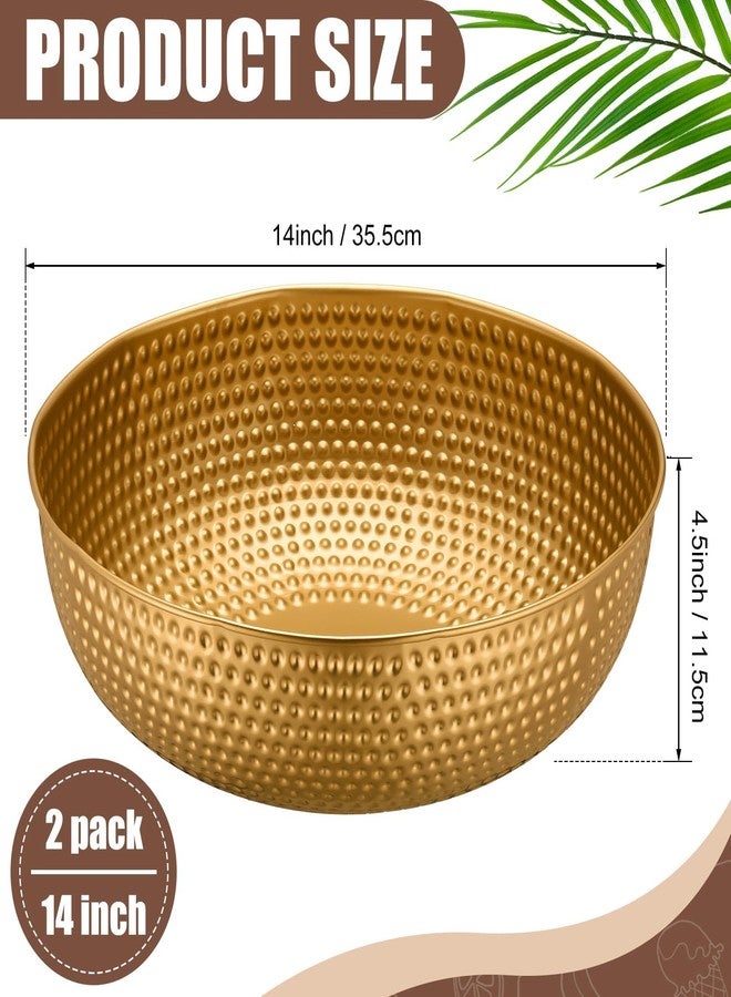 Pickmesh 2 Pcs 14 Inch Gold Hammered Bowls for Wedding Washing Foot Large Metal Decorative Serving Bowls Round Hammered Metal Bowl for Foot Washing Ceremony, Religious Ceremonies - Image 2