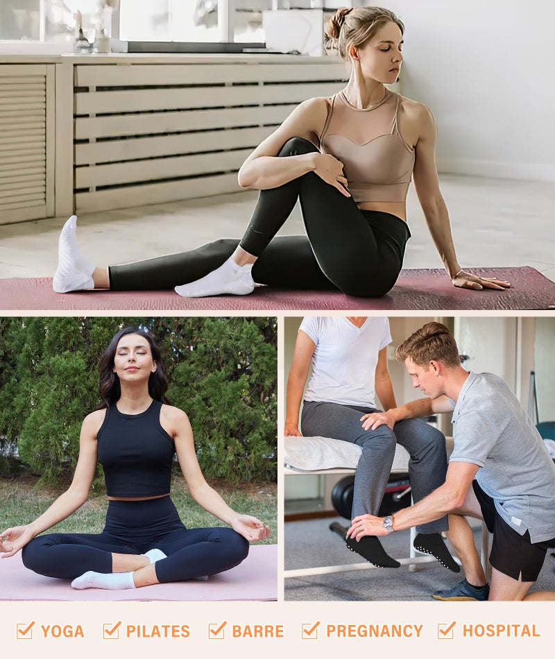 DIBAOLONG Pilates Socks with Grips for Women Yoga Socks Non Slip for Hospital, Pergnancy, Barre, Ballet, Dance, Workout 3 Pairs - Image 5