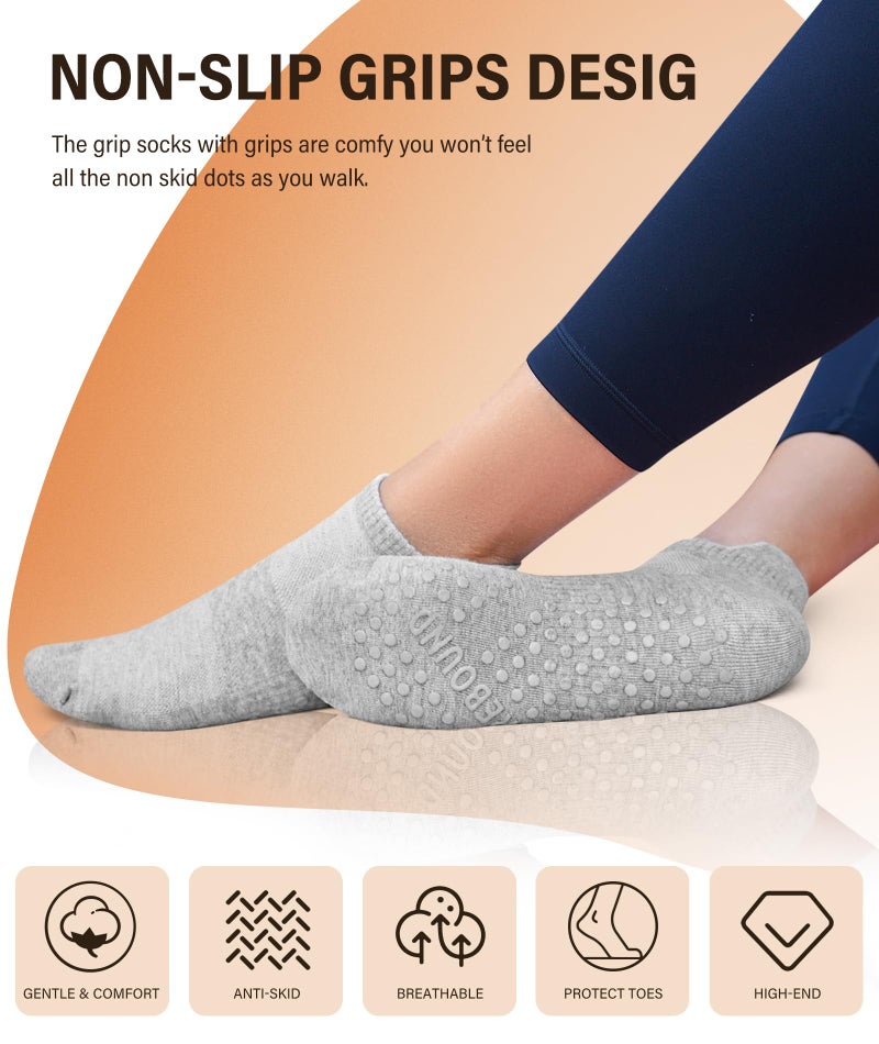 DIBAOLONG Pilates Socks with Grips for Women Yoga Socks Non Slip for Hospital, Pergnancy, Barre, Ballet, Dance, Workout 3 Pairs - Image 3