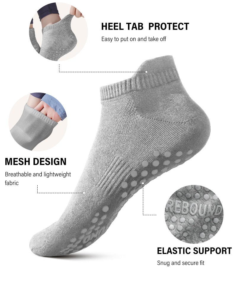 DIBAOLONG Pilates Socks with Grips for Women Yoga Socks Non Slip for Hospital, Pergnancy, Barre, Ballet, Dance, Workout 3 Pairs - Image 4