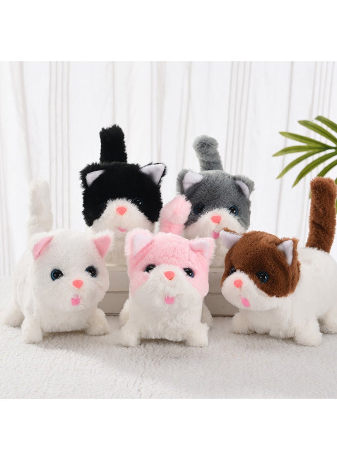 Plush Electric Cat Can Walk And Call Cute Cat Toy Electronic Pet Cat Boy Girl Toy-Color:Short-legged Kitty (powder) Called Drums-Specifications:Self-provided (2 No. 5 Batteries)  - Image 3