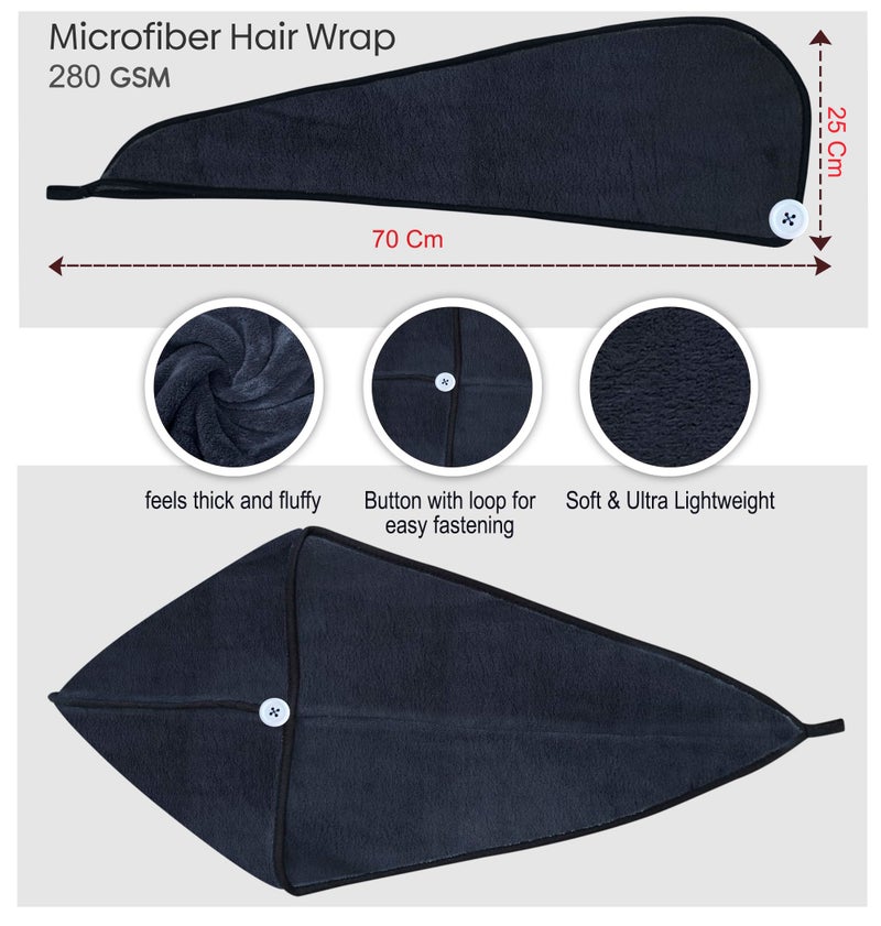 SOFTSPUN Microfiber Hair Cap 1 Pcs 70X25 cm Grey 280 GSM Super Absorbent Quick Dry Hair Turban for Drying All Kinds of Hair Straight or Curly Short or Long Thin or Thick Hair. - Image 5