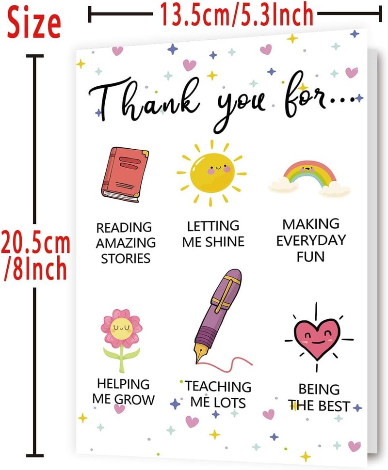 Zyulin Lovely Thank You Teacher Card, Great Teacher Appreciation Gifts Card from Students, Thank You for Helping Me Grow Card, End of Term Gift - Image 2