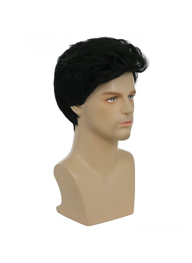 Swiking Mens Short Black Wig Natural Looking Synthetic Full Hair Wigs for Male Daily Party Costume Wig (Black) - Image 3