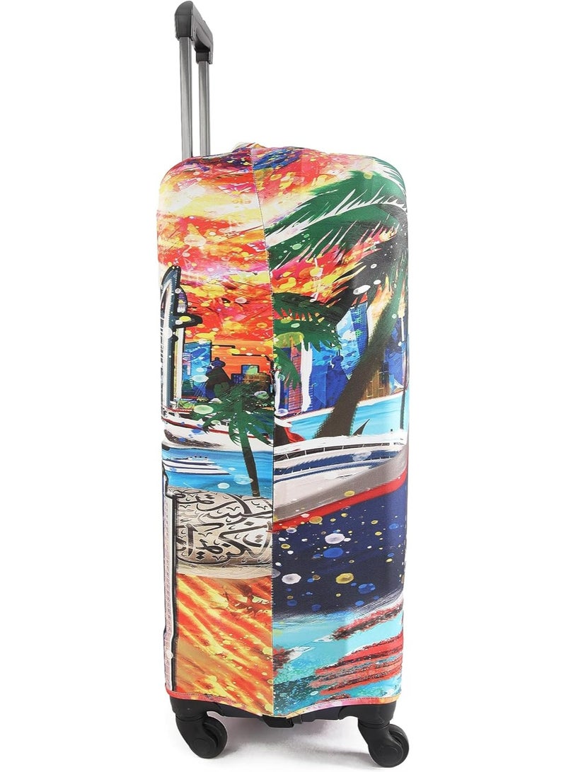 natOnat Travel Luggage Cover Protector - Suitcase Cover - Stretchy, Washable Spandex & Polyester - Protects Against Dirt & Scratches - Dubai Design - Fits 58-63 CM Height ( Medium ) - Image 4