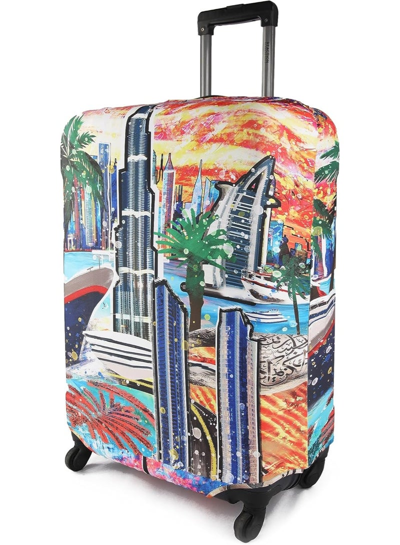 natOnat Travel Luggage Cover Protector - Suitcase Cover - Stretchy, Washable Spandex & Polyester - Protects Against Dirt & Scratches - Dubai Design - Fits 58-63 CM Height ( Medium ) - Image 2