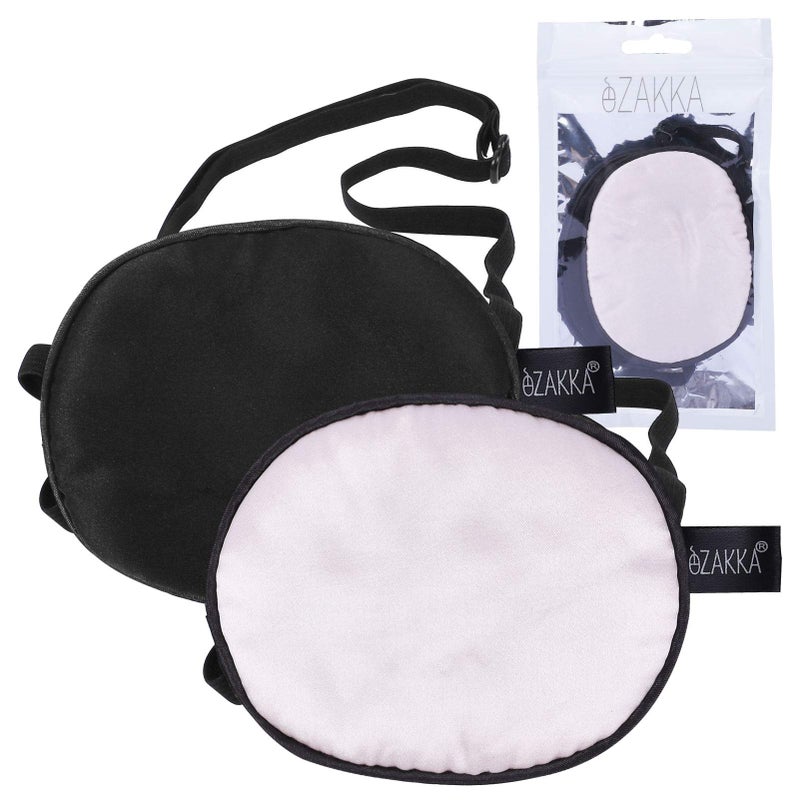 eZAKKA eZAKKA Eye Patches for Adults Kids Left Right Eye 2PCS Silk Eye Patch for Lazy Eye After Surgery Amblyopia Black and Pink 
