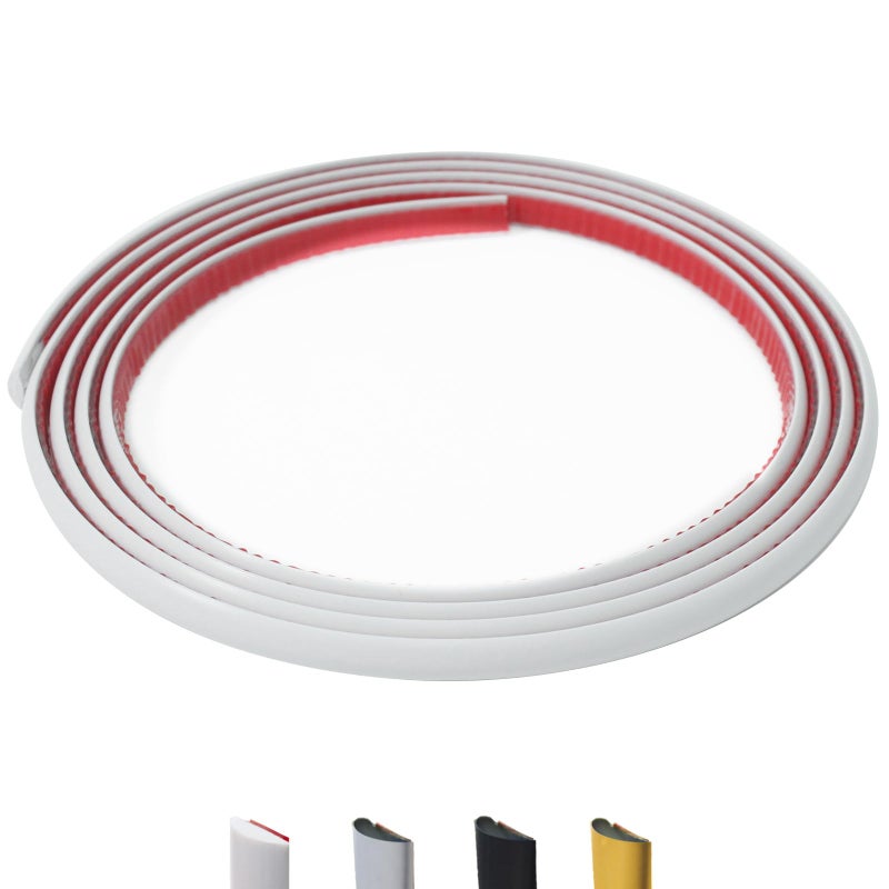 JSIWOTH 98 Ft Peel and Stick Wall Molding Trim DShape Flexible Molding Trim WhitePaintable for Backsplash Mirror Wall Window Door Frames Waterproof Self Adhesive TrimW04 T01