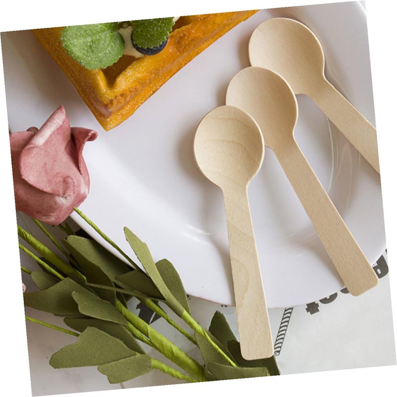 Disposable Pine Wood Sushi Boat Plates 3 Inch Tray with Spoons 100pcs Set for Party Catering - Image 4