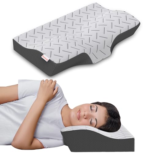 HAUSWAY Cervical Pillow for Neck Pain and Shoulder Pain | Orthopedic Memory Foam Cervical Pillow for Neck with Cool Gel | Support for Sleeping | 2-Year Warranty | 18.5x11x3.5 Inch | White - Image 1