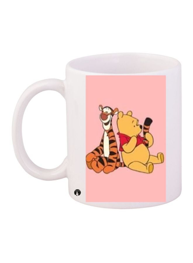 RYN Cartoon Printed Coffee Mug White/Pink/Yellow 11ounce