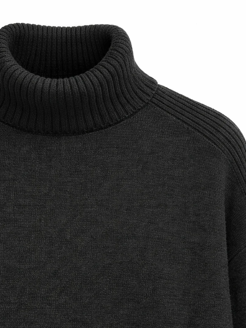 Mixray Black Mixray Loose Fit Turtleneck Knit Sweater for Women | Best Price UAE