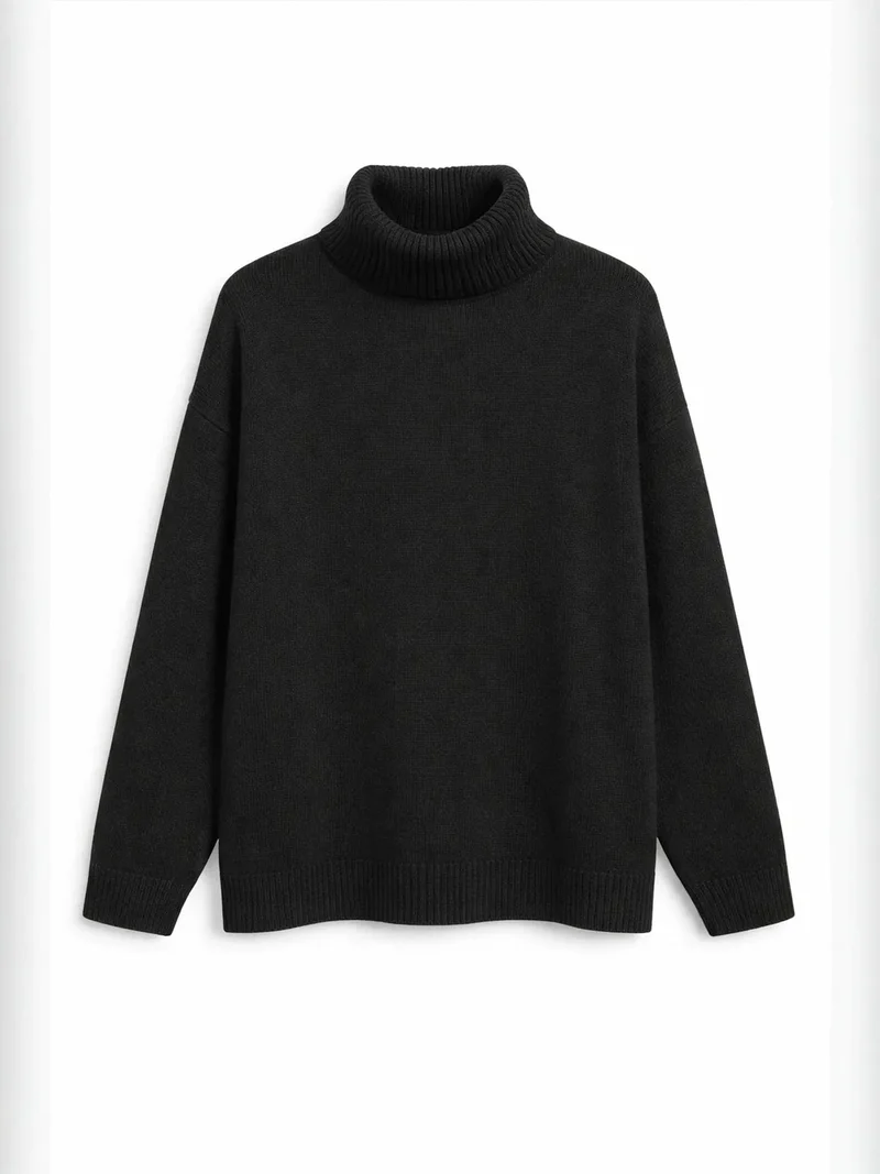 Mixray Loose Fit Turtleneck Knit Sweater