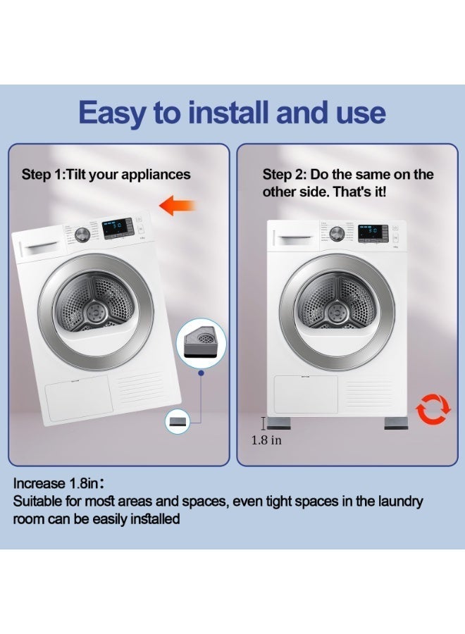 Anti Vibration Pads for Washing Machine 4PCS, Washer & Dryer Shock Absorbing Foot Pads, Noise Reduction Anti Slip Furniture Risers, Rubber Washing Machine Support Protects Floor - Image 4
