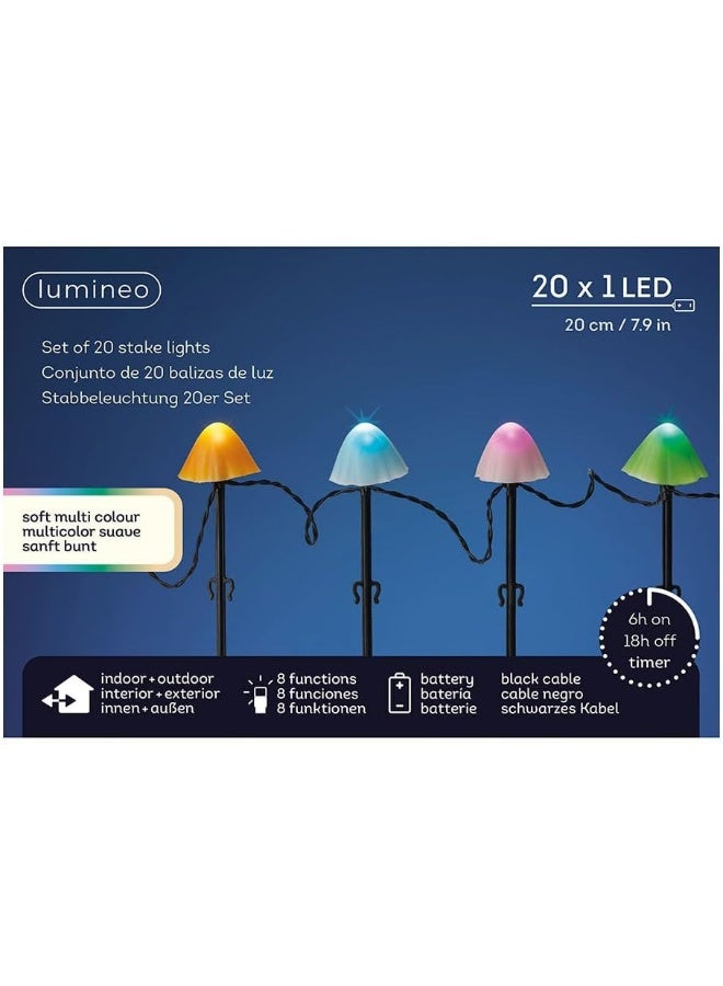 lumineo مجموعة لومي نيو من 20 ضوء فطر ملون صغير LED لمصابيح المسار في عيد الميلاد - Image 2