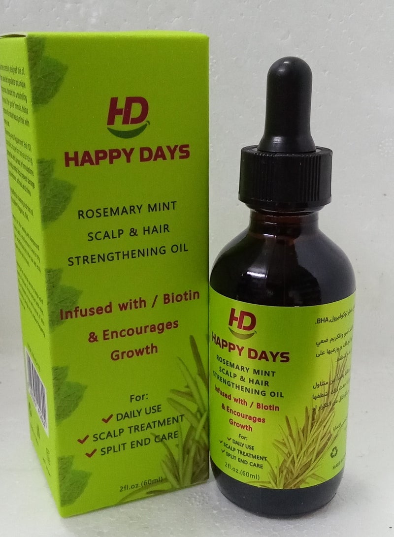 HAPPY DAYS Rosemary & Peppermint Scalp & Hair Strengthening Oil 60ml