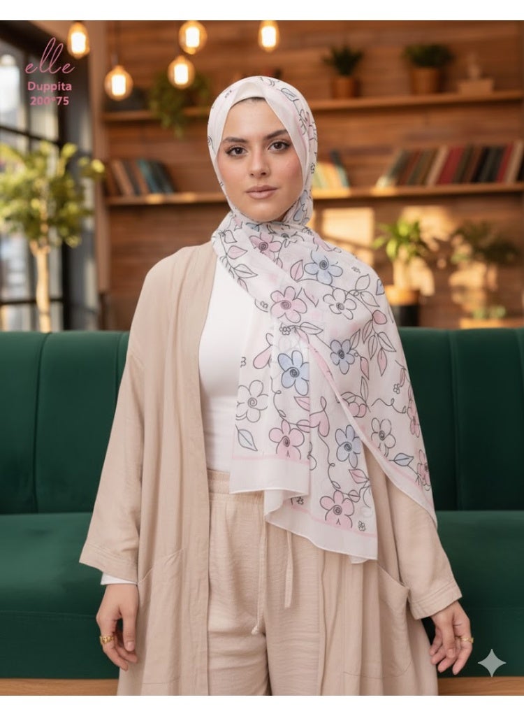 ELLE Luxury Digital Duppata Islamic Hijab Scarf for Women – Elegant Veil for Occasions & Daily Wear | Size 200 × 75 cm - Image 2
