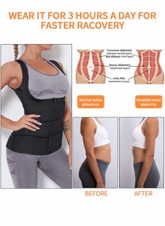 GROIC Waist Trainer for Women Waist Trainer Corset Vest Tummy Slimming Belly  Body Shaper, Double Belt Sauna Workout Trimmer Belts with Zipper and 9 Steel Bones  - Image 2