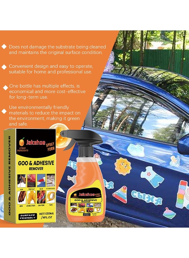 Jakehoe Goo & Adhesive Remover, Glue Remover Spray, Adhesive Remover For Cars, Glue Removal Liquid Tape Remover Sticker Lifter, Safe Adhesive Remover Multifunctional Glue Remover For Car Interiors Removes Residue Labels Decals, 120ML - Image 3