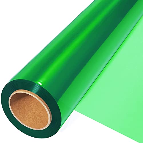 JOYIT Green Cellophane Wrap Roll 100 Ft Long X 175in Wide 25 Mil Thick Transparent Green Cellophane Wrapping Paper Colored Cellophane Wrap for Gift Flower Basket Decoration - Image 1