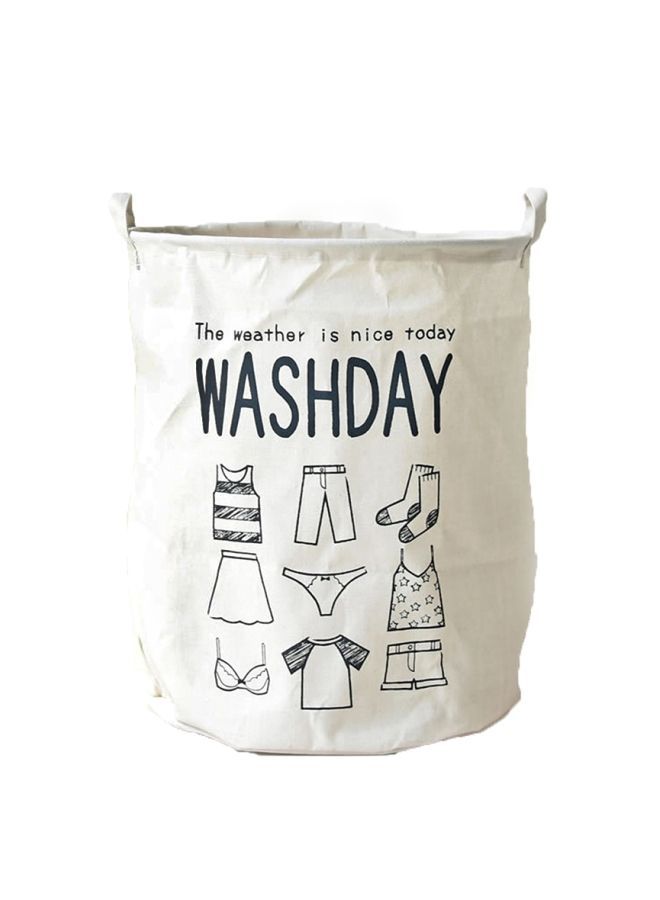 NIBEMINENT Laundry Storage Basket White/Black 16x13x19inch - Image 1