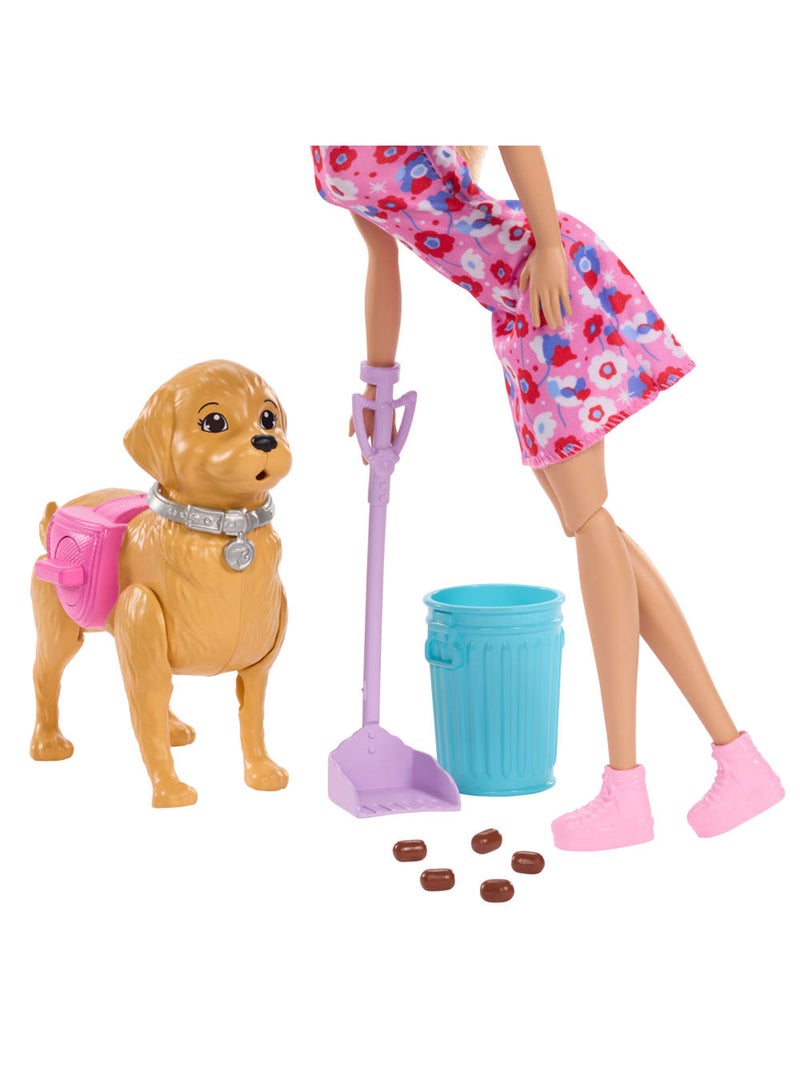 Barbie Walk & Potty Pup Toy Set, Includes Toy Dog that Walks & Goes Potty, Barbie “Malibu” Doll, Plus Pooper Scooper & Pet Accessories - Image 5