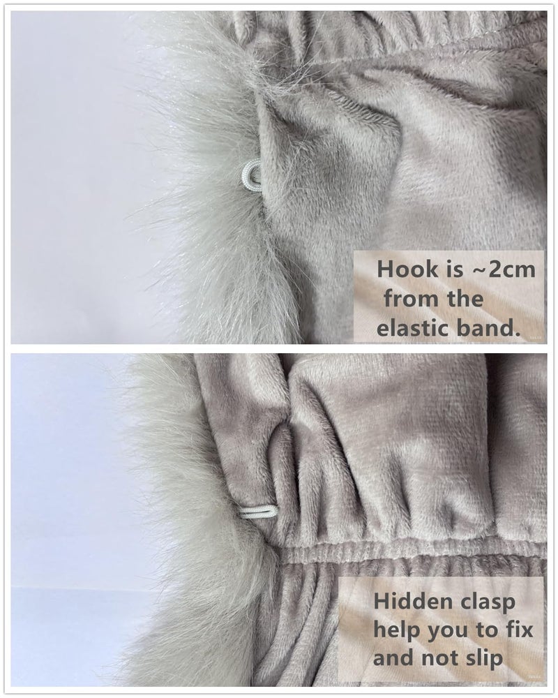 SAFERIN Women Luxurious Large Winter Faux Fur Scarf Wrap Collar Shrug for Lady Poncho Wedding Dinner Party (Shawl-Soild Beige) - Image 3